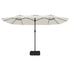 Double-Head Garden Parasol with LEDs Sand White 449x245 cm