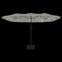 Double-Head Garden Parasol with LEDs Sand White 449x245 cm