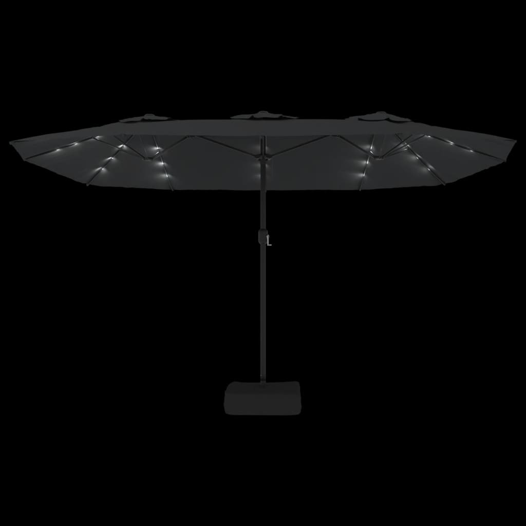 Double-Head Garden Parasol with LEDs Anthracite 449x245 cm