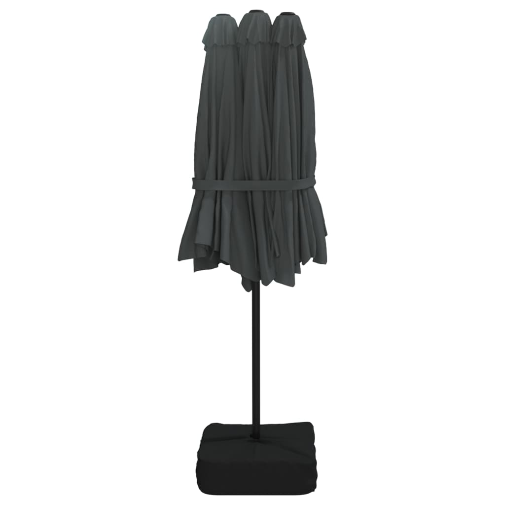 Double-Head Garden Parasol with LEDs Anthracite 449x245 cm