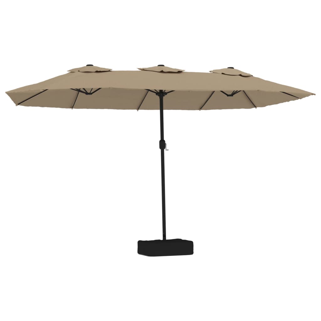 Double-Head Parasol with LEDs Taupe 449x245 cm