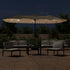 Double-Head Garden Parasol with LEDs Taupe 449x245 cm