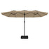 Double-Head Garden Parasol with LEDs Taupe 449x245 cm