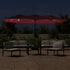 Double-Head Garden Parasol with LEDs Bordeaux Red 449x245 cm