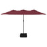 Double-Head Garden Parasol with LEDs Bordeaux Red 449x245 cm