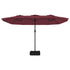 Double-Head Garden Parasol with LEDs Bordeaux Red 449x245 cm