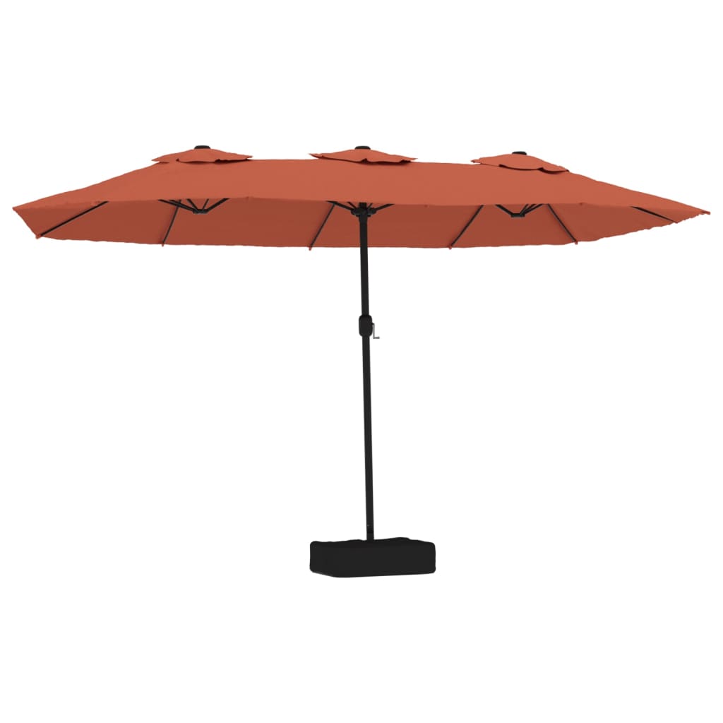 Double-Head Garden Parasol with LEDs Terracotta 449x245 cm