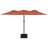 Double-Head Garden Parasol with LEDs Terracotta 449x245 cm