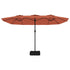 Double-Head Garden Parasol with LEDs Terracotta 449x245 cm