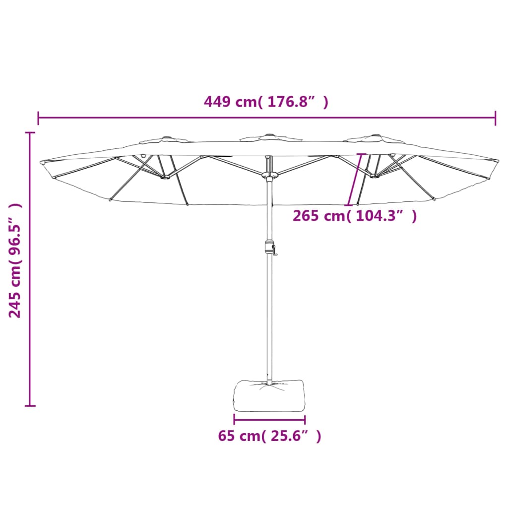 Double-Head Garden Parasol with LEDs Terracotta 449x245 cm