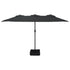 Double-Head Garden Parasol with LEDs Black 449x245 cm