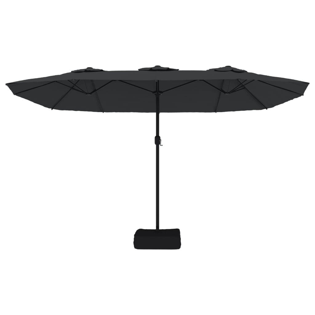 Double-Head Garden Parasol with LEDs Black 449x245 cm