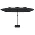 Double-Head Garden Parasol with LEDs Black 449x245 cm