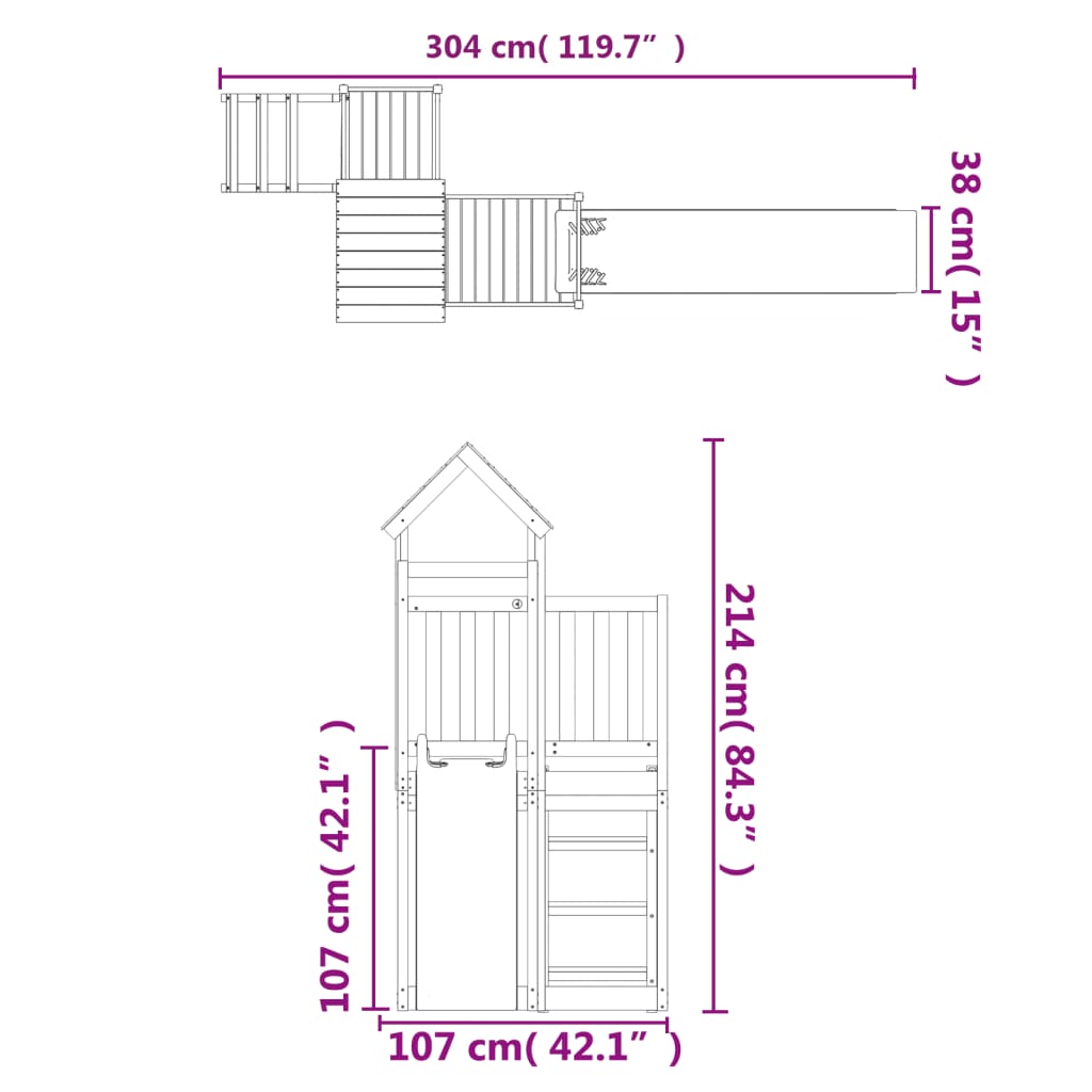 Outdoor Playset Solid Wood Pine