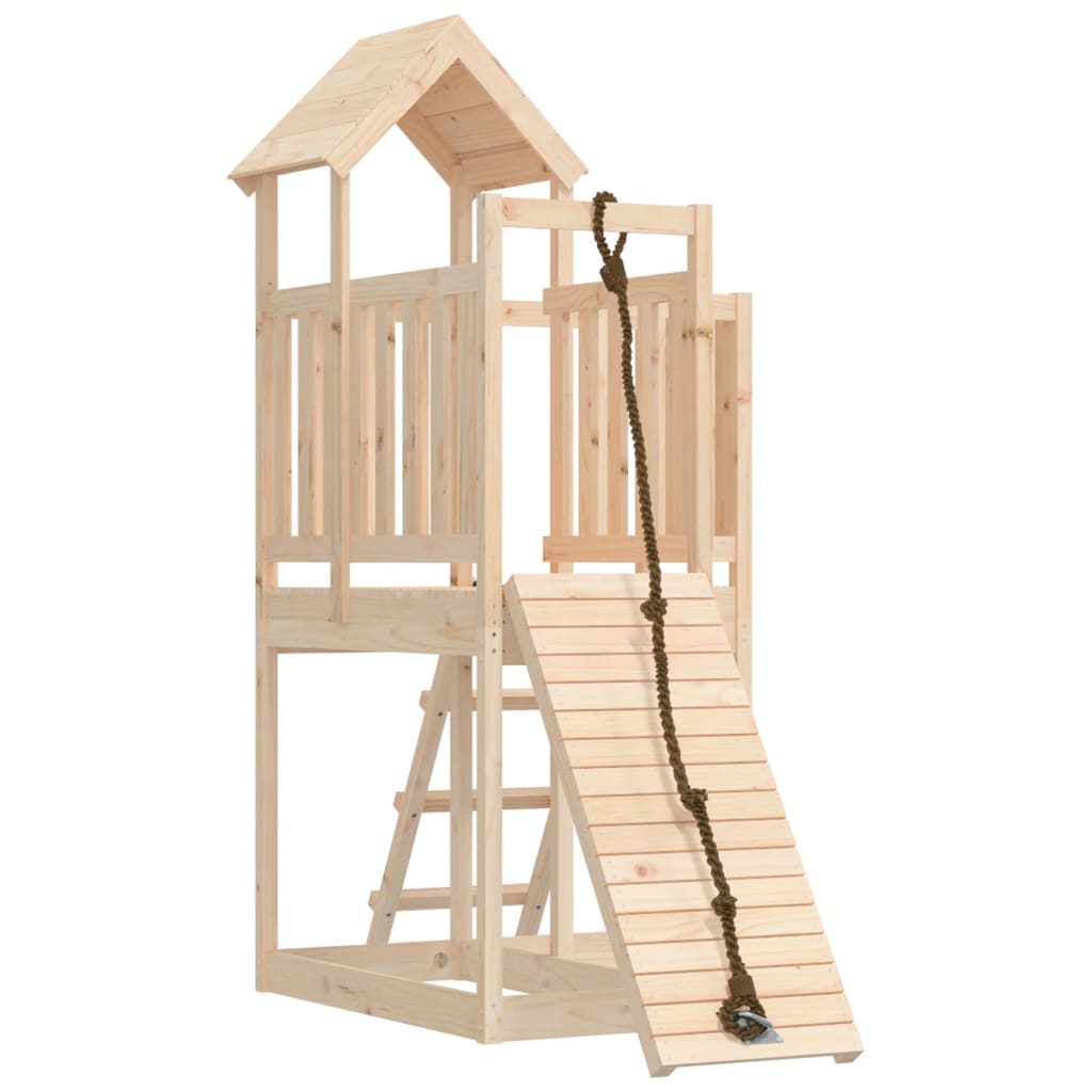 Playhouse with Climbing Wall Solid Wood Pine