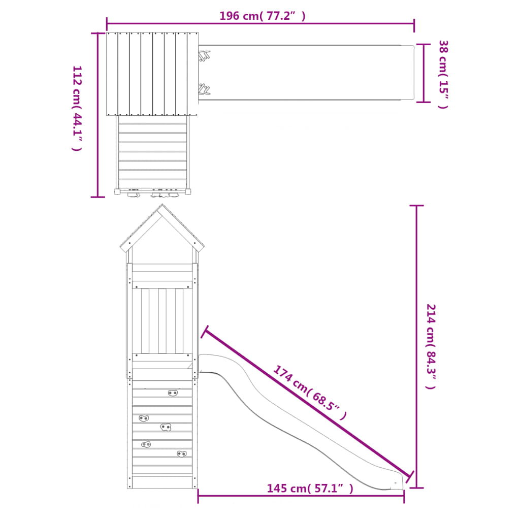 Outdoor Playset Solid Wood Pine