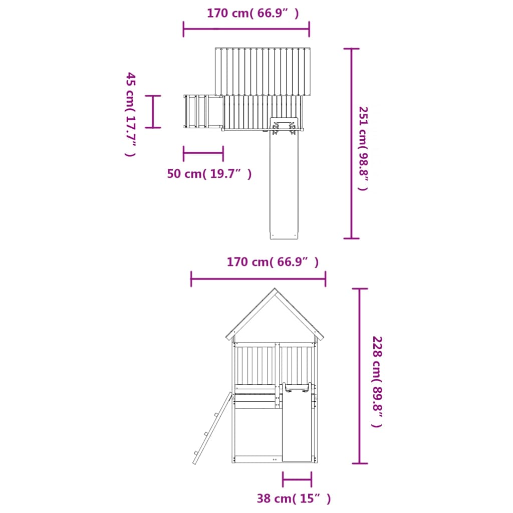 Outdoor Playset Solid Wood Pine