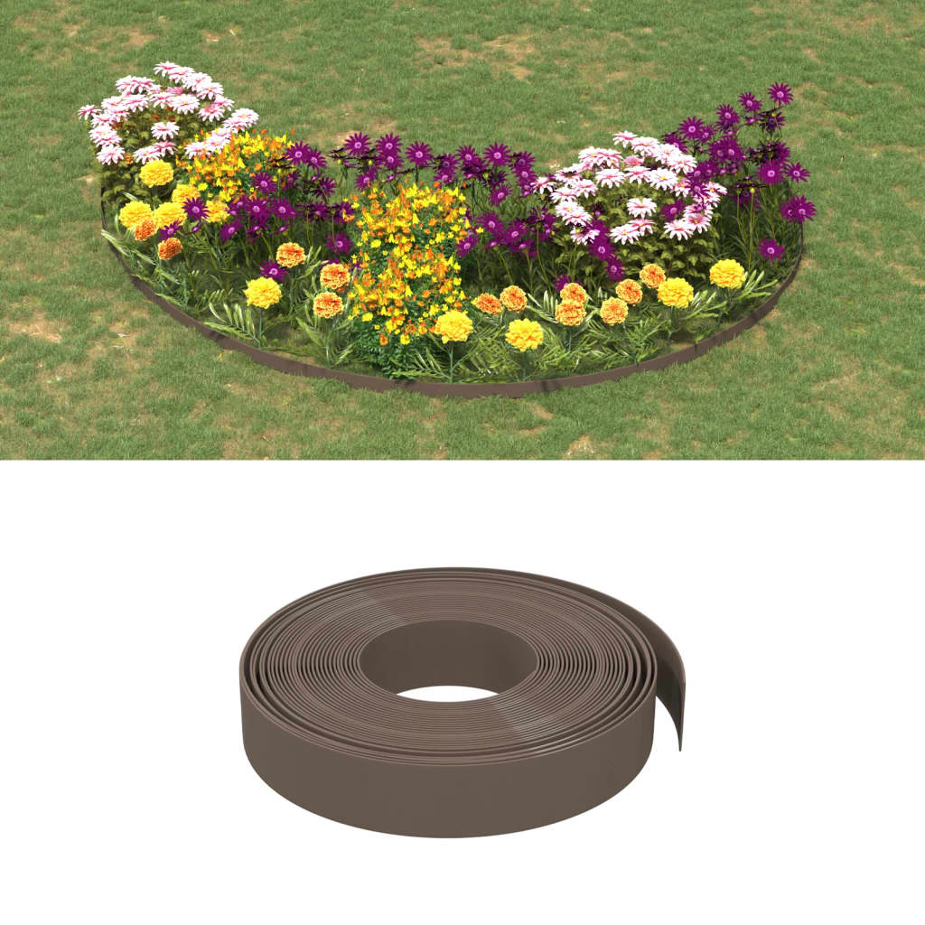 Garden Edgings 2 pcs Brown 10 m 10 cm Polyethylene