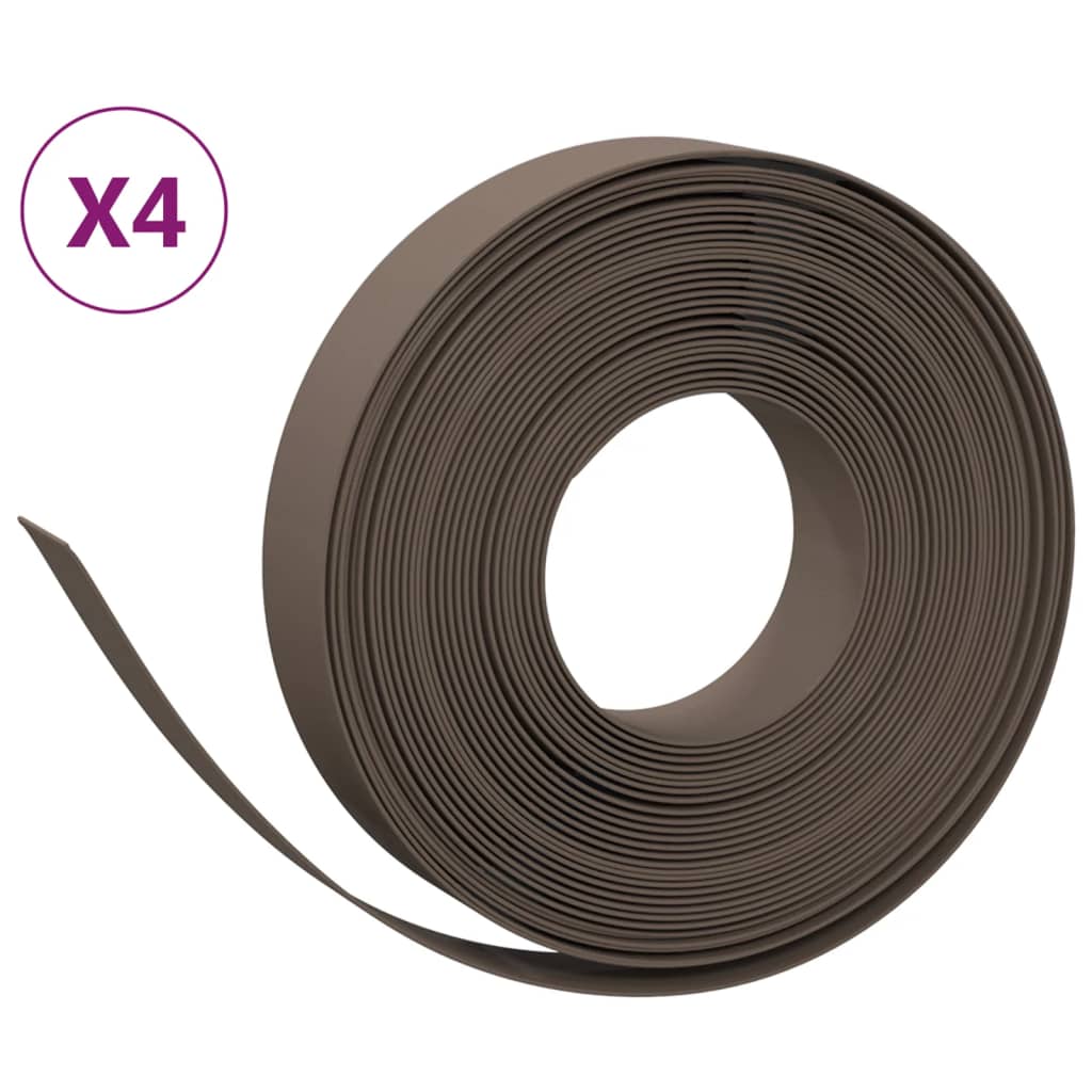 Garden Edgings 4 pcs Brown 10 m 10 cm Polyethylene