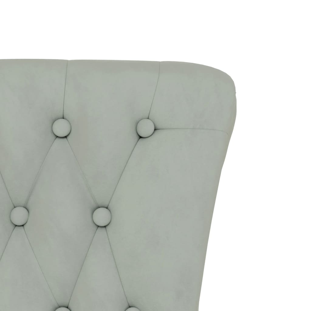 High Back Chair Light Grey Velvet Button Design