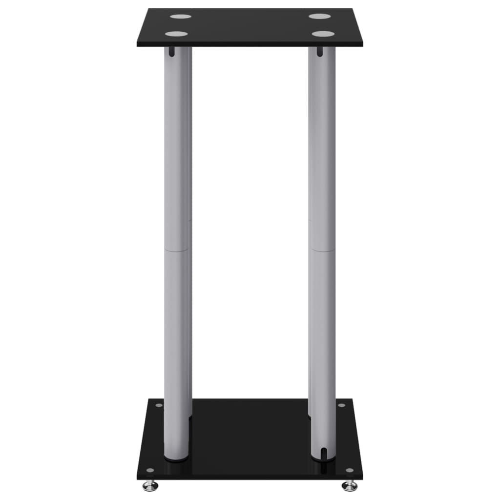 Speaker Stands 2 pcs Black&Silver Tempered Glass 4 Pillars Design