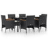 7 Piece Garden Dining Set with Cushions Black