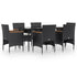 7 Piece Garden Dining Set with Cushions Black