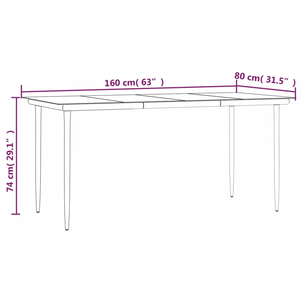 7 Piece Garden Dining Set with Cushions Black