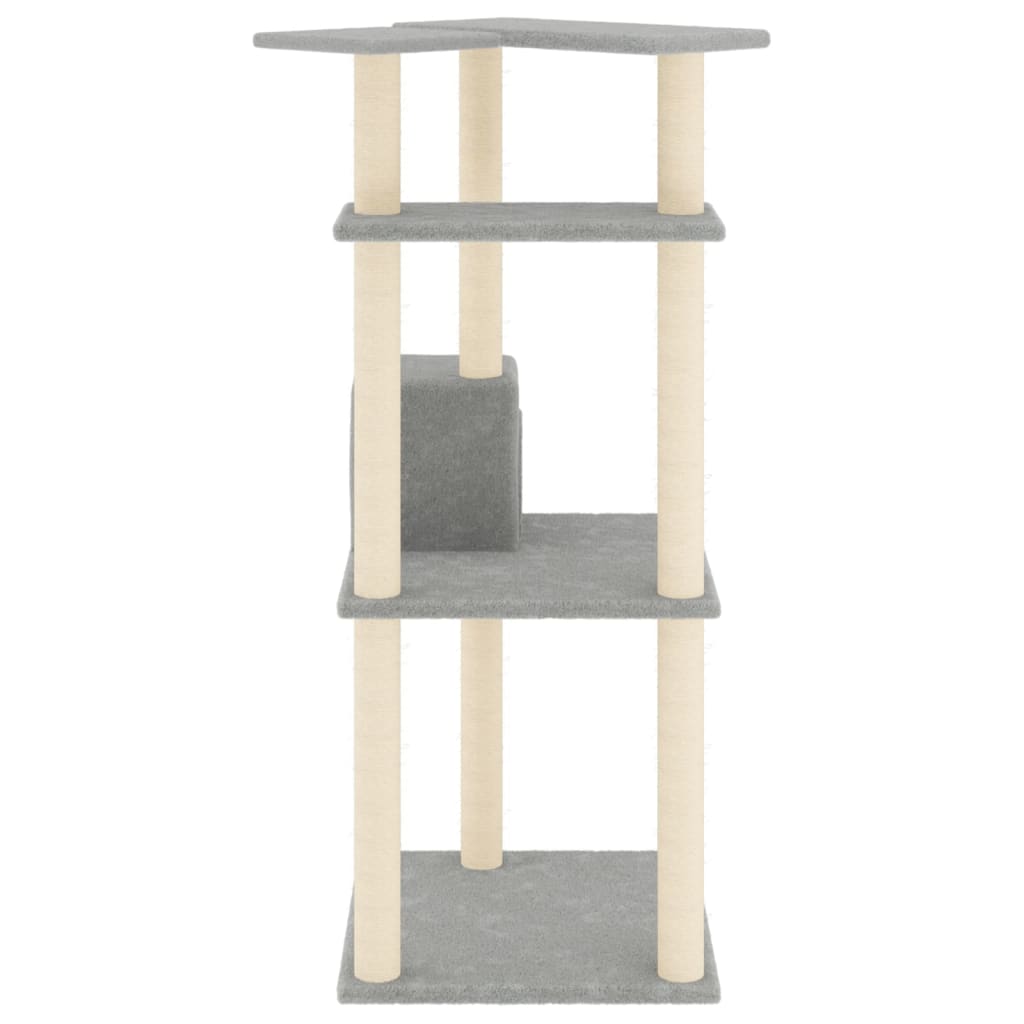 Cat Tree with Sisal Scratching Posts Light Grey 123 cm