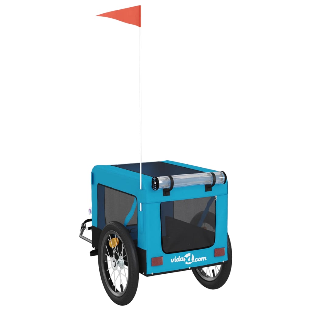 Pet Bike Trailer Blue and Black Oxford Fabric&Iron