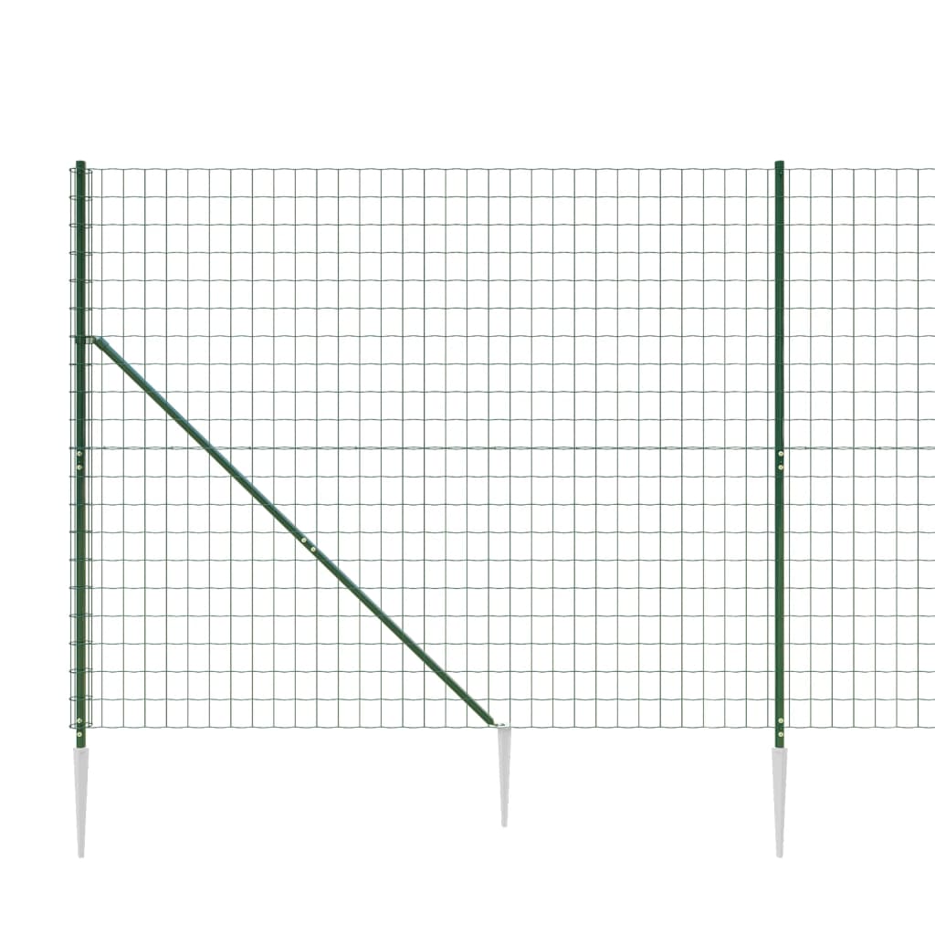 Wire Mesh Fence with Spike Anchors Green 1.6x25 m