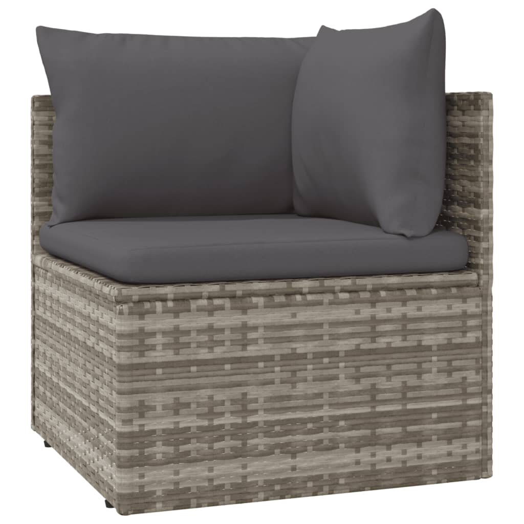 12 Piece Garden Lounge Set with Cushions Grey Poly Rattan