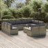 12 Piece Garden Lounge Set with Cushions Grey Poly Rattan