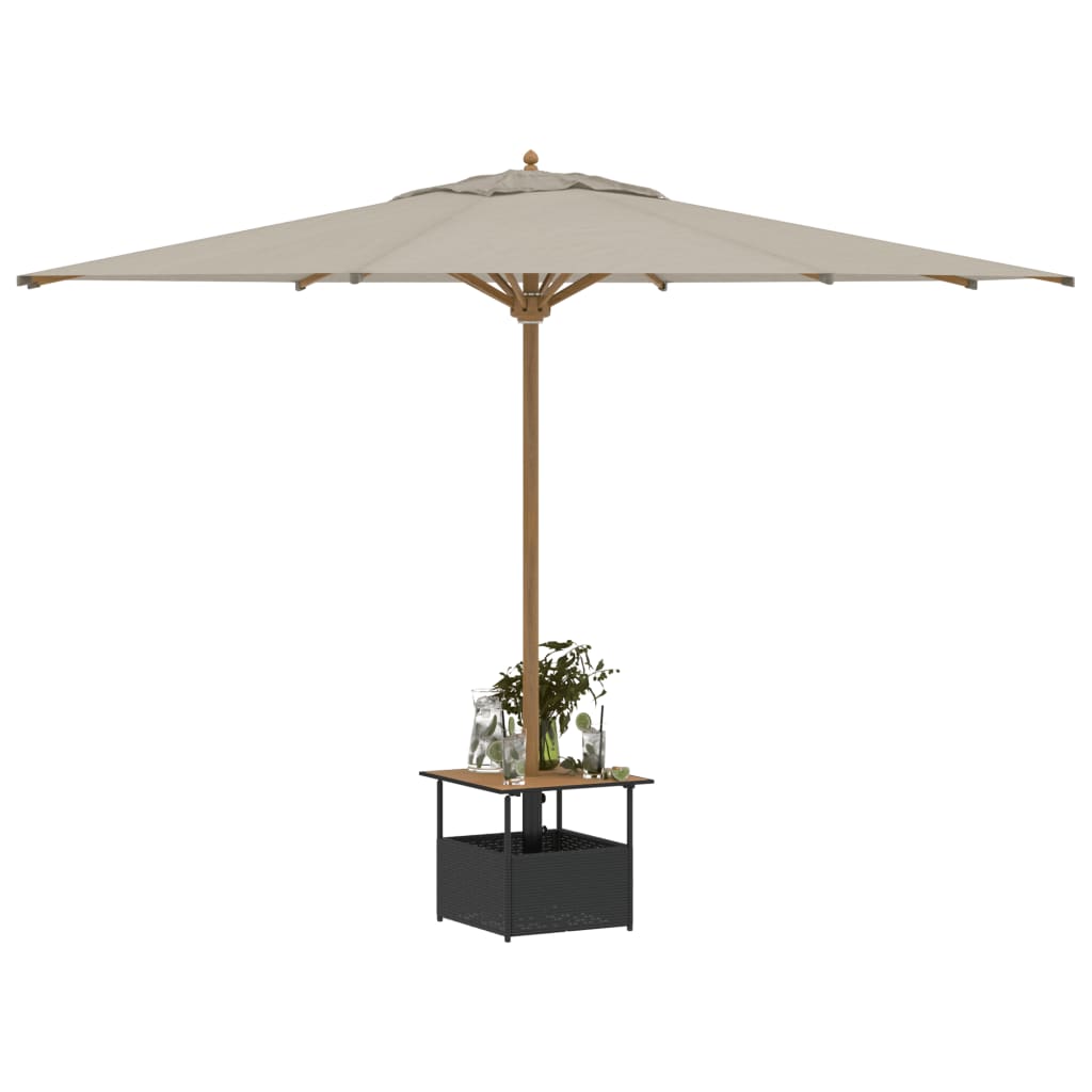 Garden Table with Parasol Hole Black 55x55x46.5 cm Poly Rattan