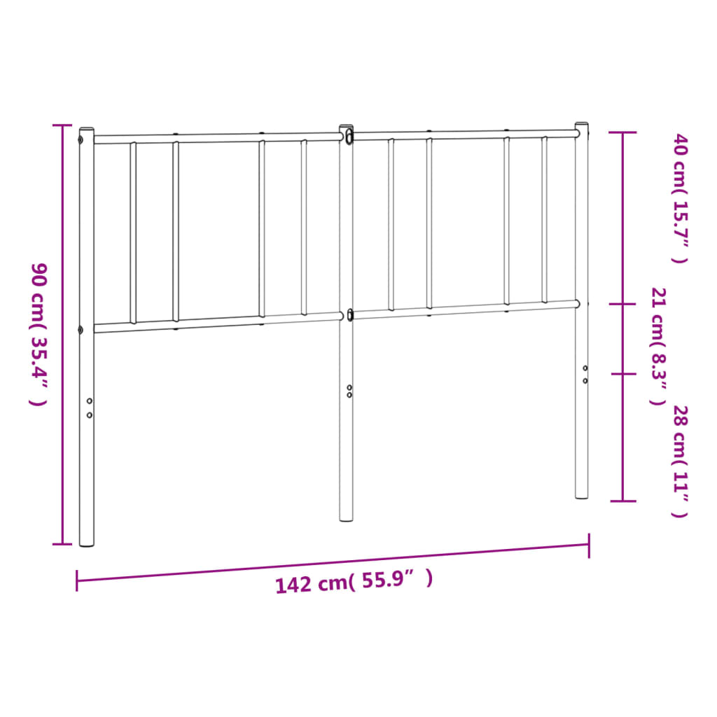 Metal Headboard White 137 cm Double