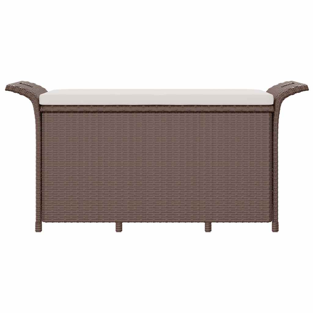 Garden Bench with Cushion Brown 116x46x57 cm Poly Rattan