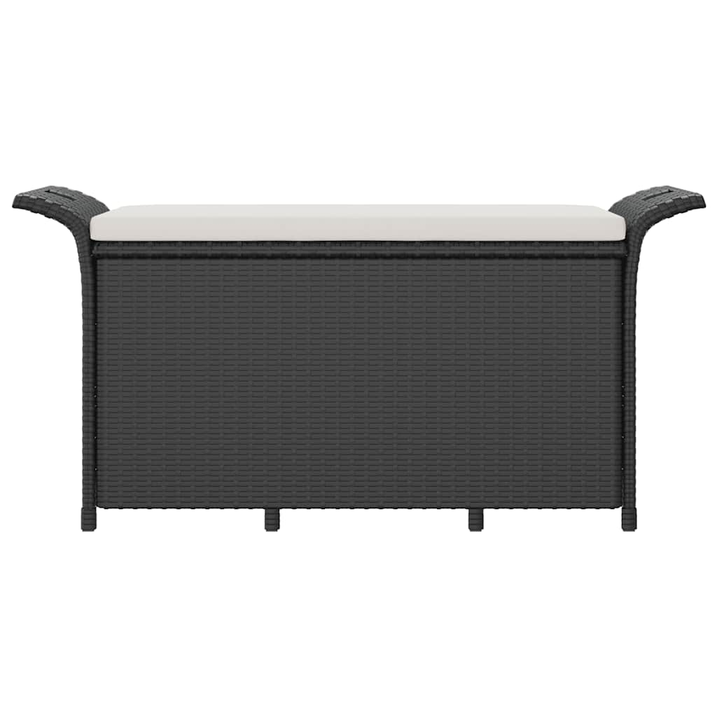 Garden Bench with Cushion Black 116x46x57 cm Poly Rattan