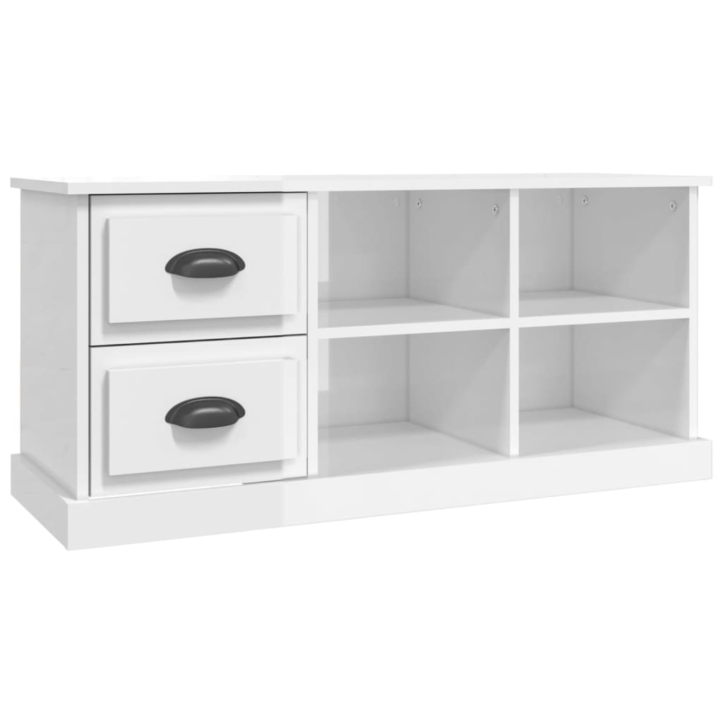 TV Cabinet High Gloss White 102x35.5x47.5 cm Engineered Wood