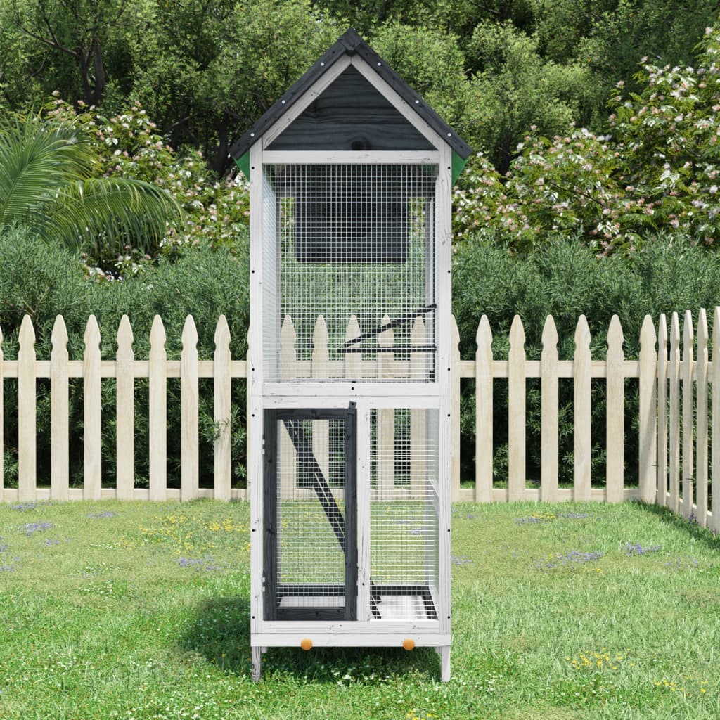 Bird House Grey 60x58.5x160 cm Solid Wood Pine