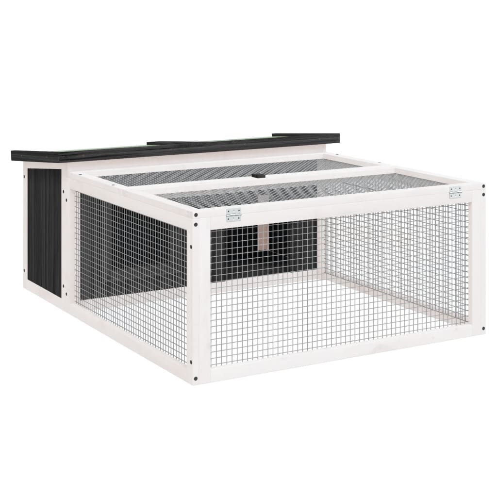 Rabbit Hutch Grey 117.5x97x47.5 cm Solid Wood Pine