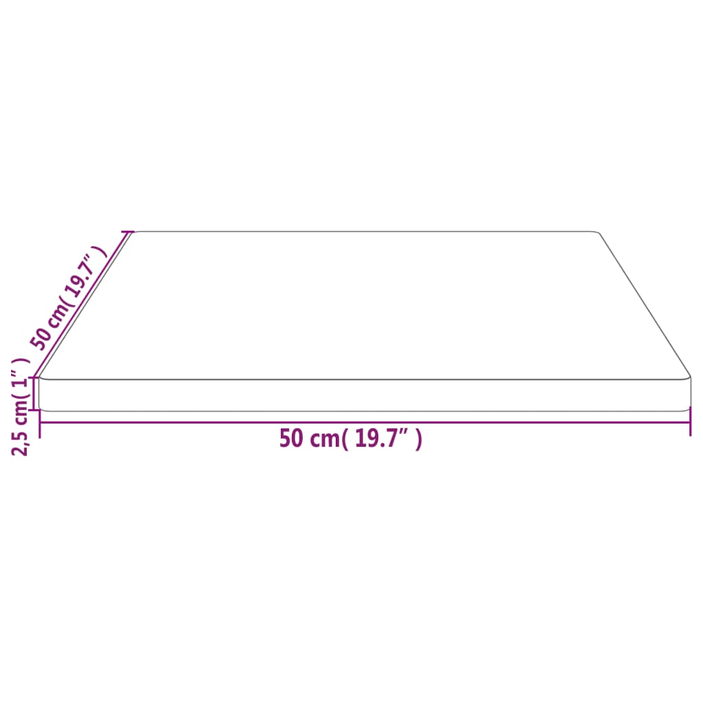 Table Top 50x50x2.5 cm Solid Wood Pine Square