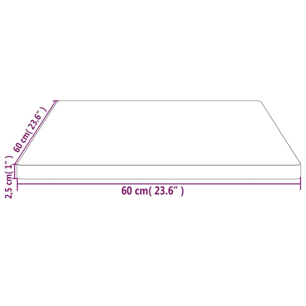 Table Top 60x60x2.5 cm Solid Wood Pine Square