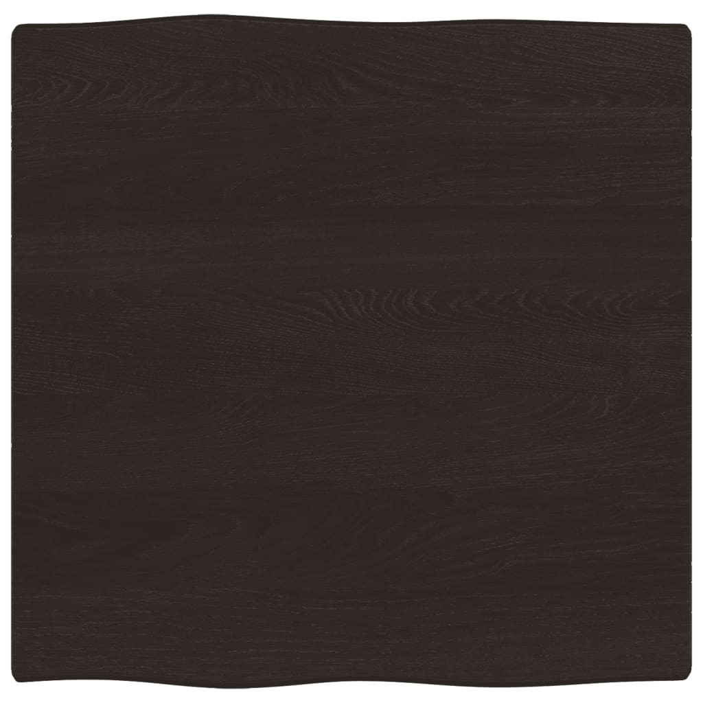 Table Top Dark Brown 60x60x2 cm Treated Solid Wood Oak Live Edge