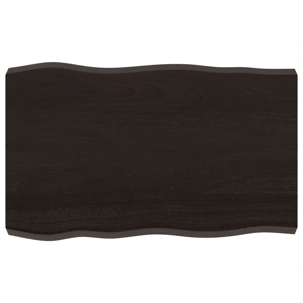 Table Top Dark Brown 80x50x(2-6) cm Treated Solid Wood Live Edge