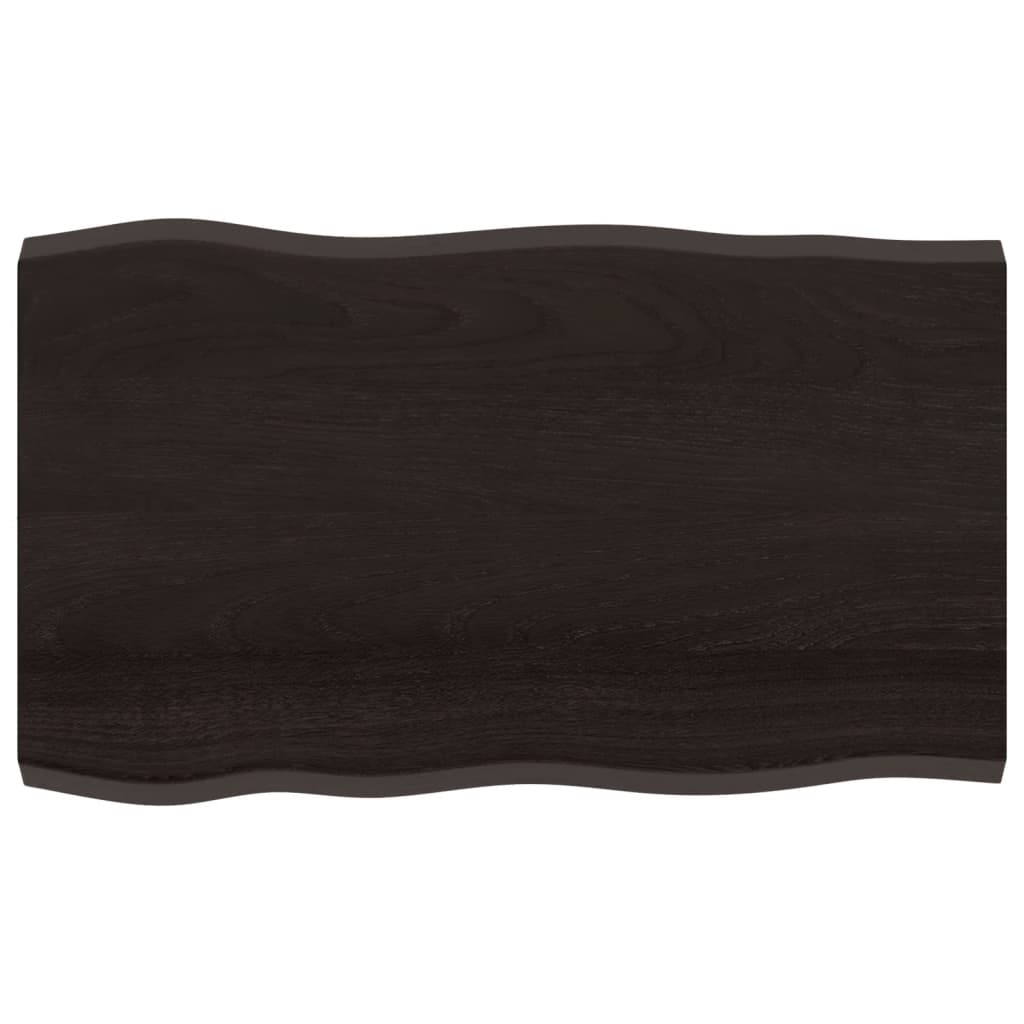 Table Top Dark Brown 100x60x(2-4) cm Treated Solid Wood Live Edge