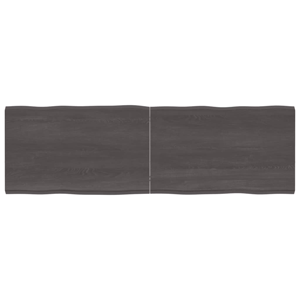 Table Top Dark Brown 160x50x(2-4) cm Treated Solid Wood Live Edge