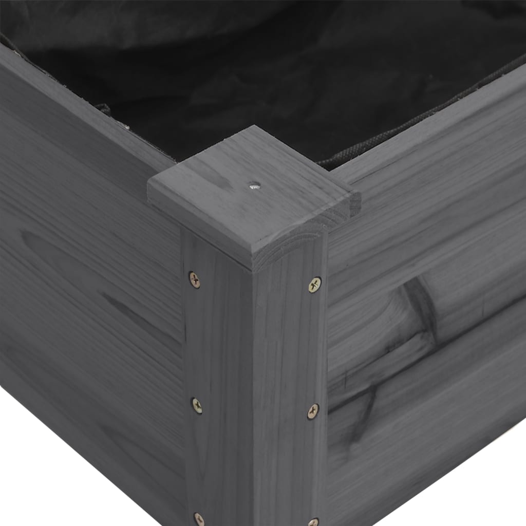 Planter with Liner Grey 203x53x76 cm Solid Wood Fir