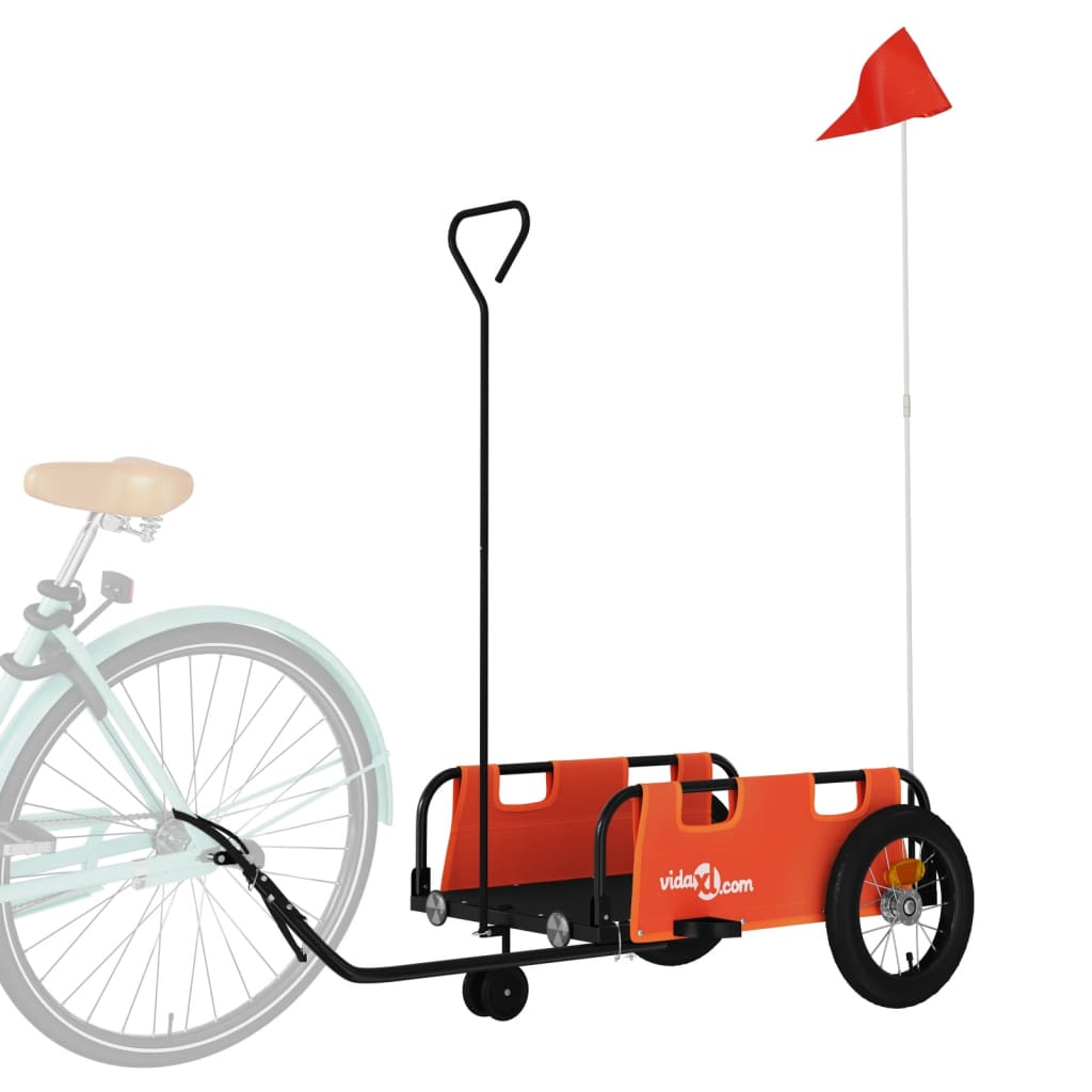 Bike Trailer Orange Oxford Fabric and Iron