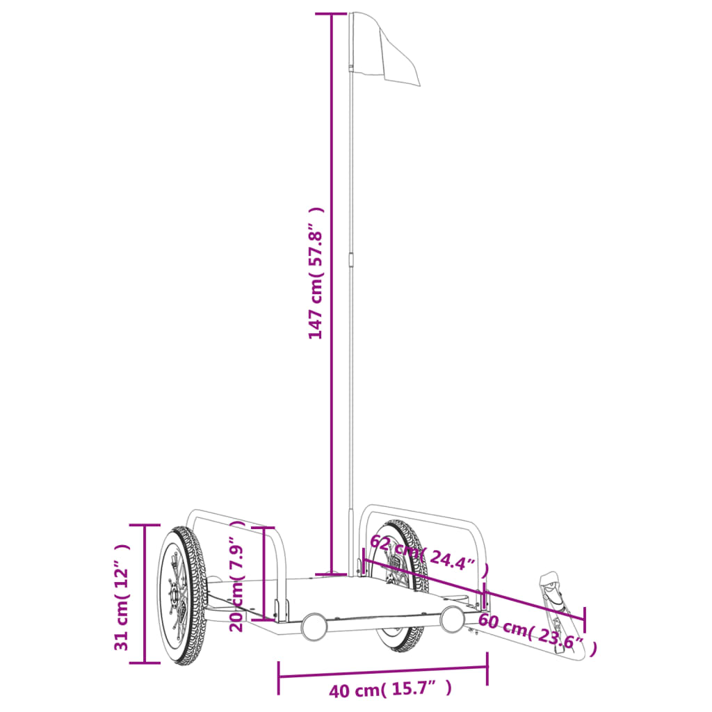 Bike Trailer Black 122x53x31 cm Iron