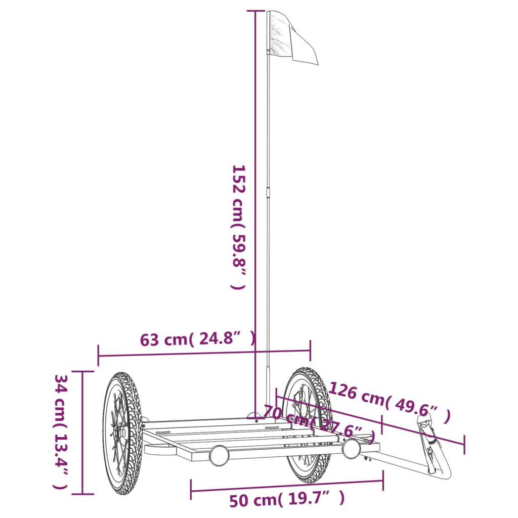 Bike Trailer Black 126x63x34 cm Iron